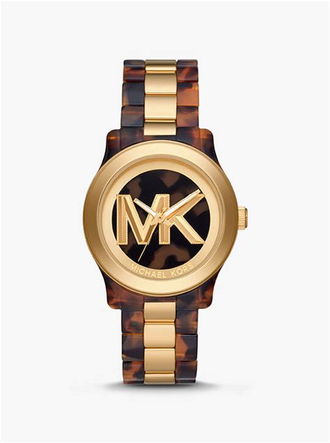 michael kors tortoise watch gold|Michael Kors tortoise shell acetate.